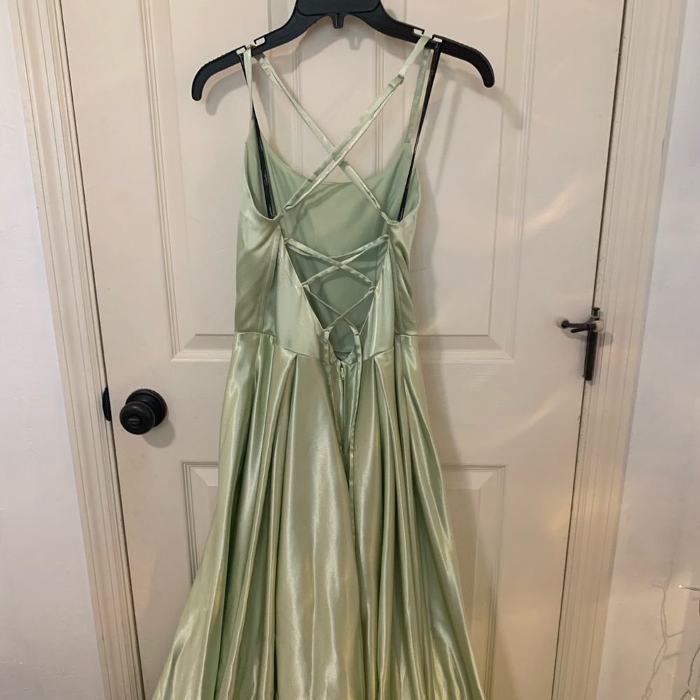 Long green silk dress